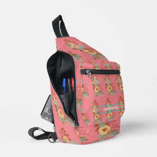 Modernes Boho Blumenrosa individualisieren Crossbody Bag
