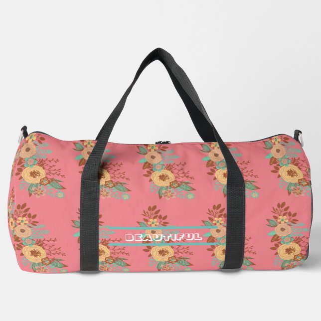 Modernes Boho Blumenrosa individualisieren Duffle Bag (Vorderseite)