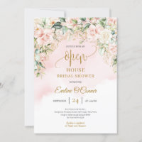 Modernes Boho blütendes Gold Glitzer Open House