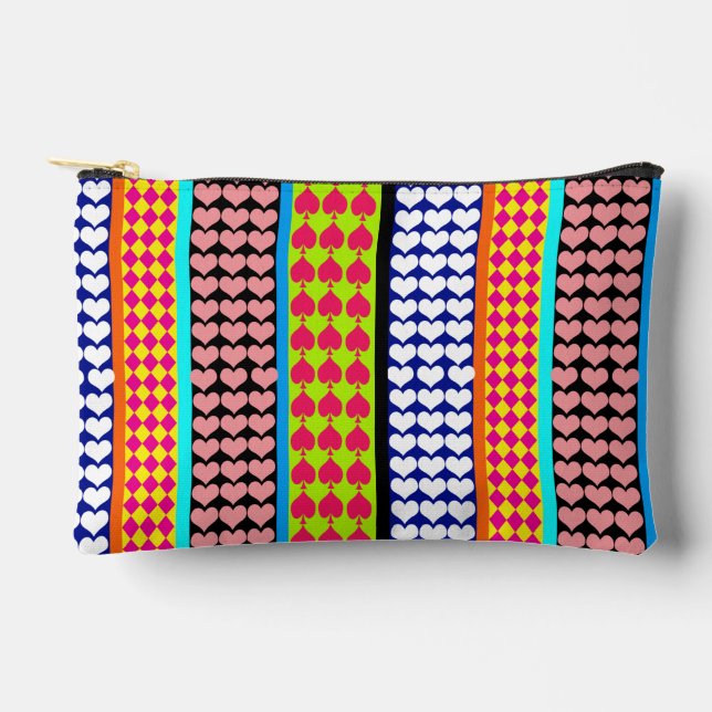 Modernes Boho Bohemisch Stripmuster Design Zubehörtasche (Vorderseite)