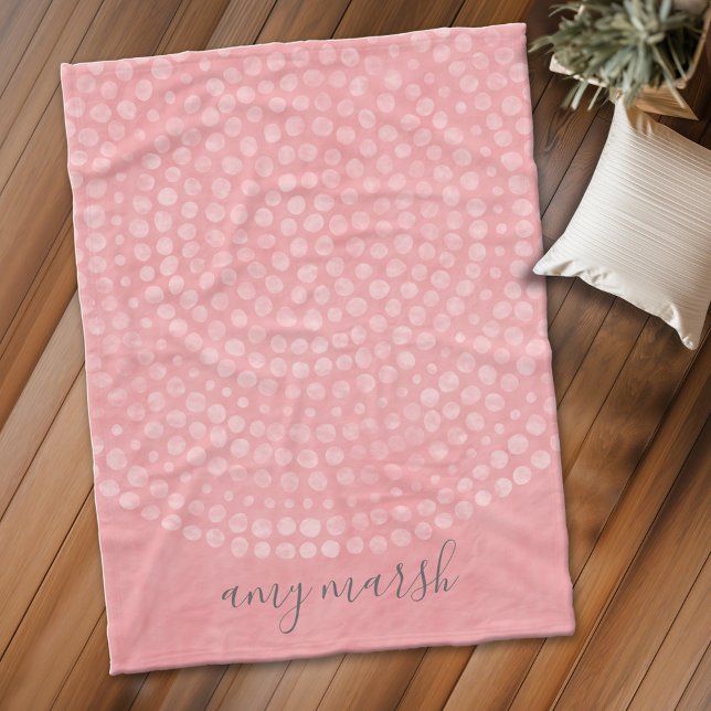 Modernes Boho Dot-Muster mit einem Bounce-Skriptna Fleecedecke (Boho pastel dot pattern personalized fleece blanket)