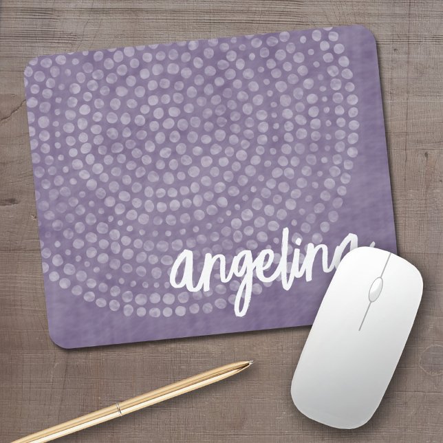 Modernes Boho Dot-Muster mit einem Bounce-Skriptna Mousepad (Boho dot pattern with modern script name)