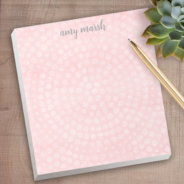 Modernes Boho Dot-Muster mit einem Bounce-Skriptna Notizblock (Personalized notepad - great for a gift or your home office)
