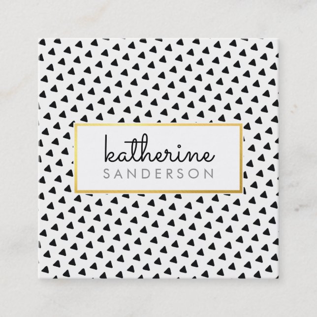 MODERNES BOHO-Dreieck-Muster, modernes schwarzes G Quadratische Visitenkarte (Vorderseite)