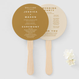 Modernes Boho Earth Tone Circle Wedding Programm Fächer
