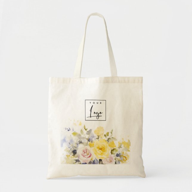 Modernes Boho farbenfrohe Rose Blumengeschäft-Logo Tragetasche (Vorne)