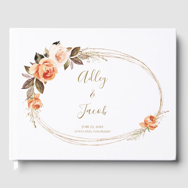 Modernes Boho Floral Burnt Orange Wedding Gästebuc Gästebuch (Vorderseite)