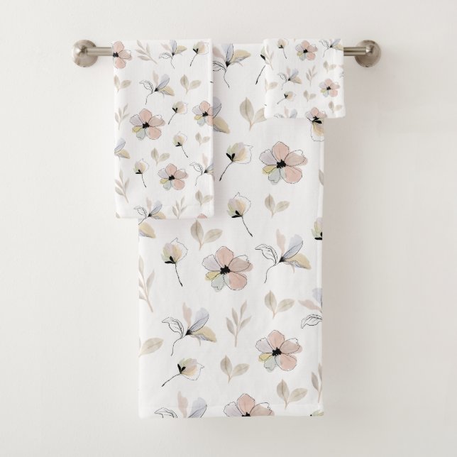 Modernes Boho Floral Design Handtuch Set (Insitu)