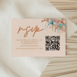 Modernes Boho Floral QR Code Wedding RSVP Karte