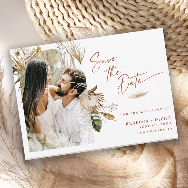 Modernes Boho-Foto-Hochzeit rettet das Datum Save The Date (Von Creator hochgeladen)