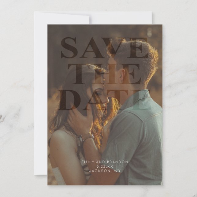 Modernes Boho-Foto Save the Date Einladung (Vorderseite)