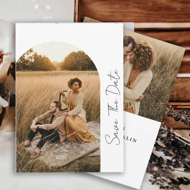 Modernes Boho Frame Wedding-Foto Save The Date (Von Creator hochgeladen)