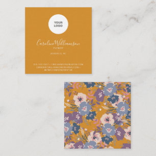Modernes Boho-Gelbes Blumen-Florist-Logo Quadratische Visitenkarte