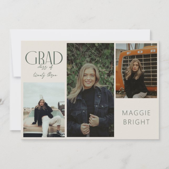 Modernes boho graduate Multi-Foto Open House Einladung (Vorderseite)