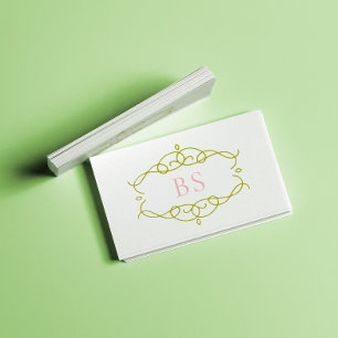 Modernes Boho Green Frame Monogram Visitenkarte