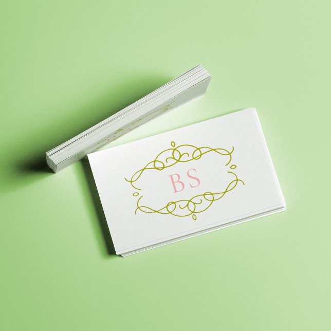 Modernes Boho Green Frame Monogram Visitenkarte (Von Creator hochgeladen)