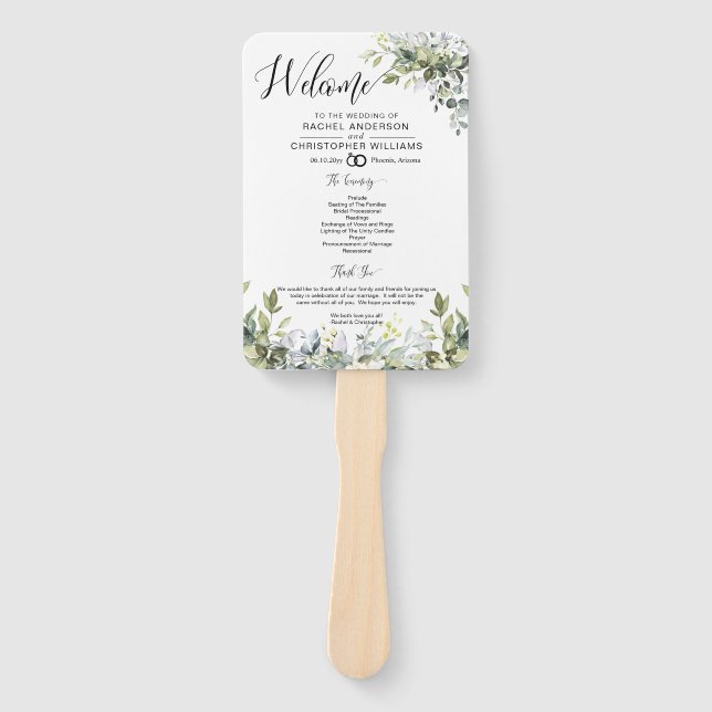 Modernes Boho Greenerity Wedding Program Fan Fächer (Vorderseite)
