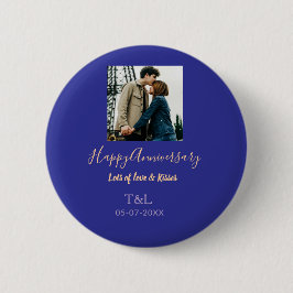 Modernes boho Happy-Jubiläum geben den Namen blue  Button