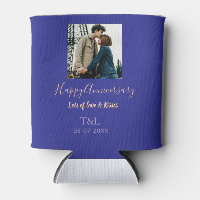 Modernes boho Happy-Jubiläum geben den Namen blue  Dosenkühler (Vorderseite)