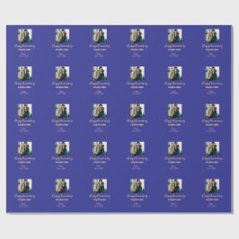 Modernes boho Happy-Jubiläum geben den Namen blue  Geschenkpapier