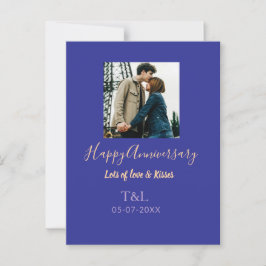 Modernes boho Happy-Jubiläum geben den Namen blue  Postkarte