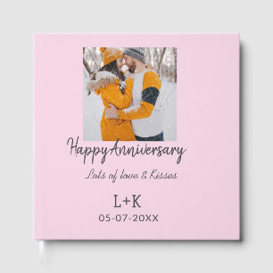 Modernes boho Happy Jubiläum Namensdatum orange hi Gästebuch