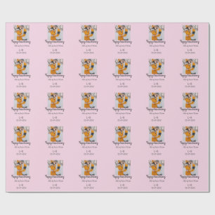 Modernes boho Happy Jubiläum Namensdatum orange hi Geschenkpapier