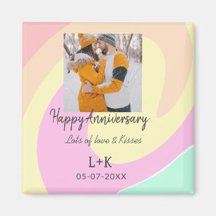 Modernes boho Happy Jubiläum Namensdatum orange hi Magnet