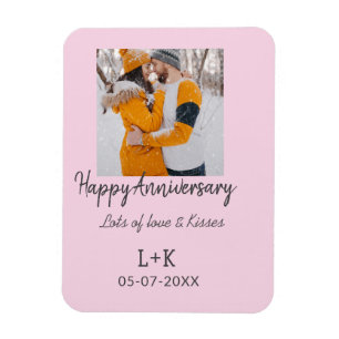 Modernes boho Happy Jubiläum Namensdatum orange hi Magnet