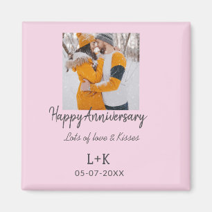 Modernes boho Happy Jubiläum Namensdatum orange hi Magnet