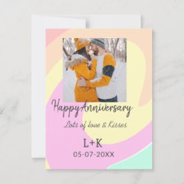 Modernes boho Happy Jubiläum Namensdatum orange hi Postkarte