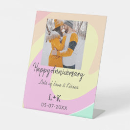 Modernes boho Happy Jubiläum Namensdatum orange hi Sockelschild