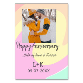 Modernes boho Happy Jubiläum Namensdatum orange hi Tischnummer