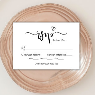 Modernes Boho Herzkalligrafie Script Wedding RSVP