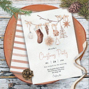 Modernes Boho Holiday Weihnachts-Party Zweigstelle Einladung