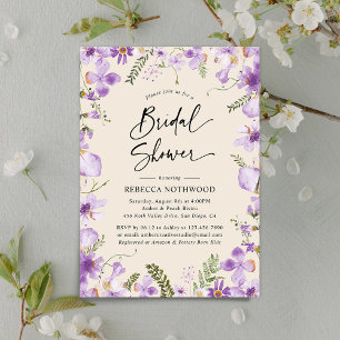 Modernes Boho Lavender Wildblumen Brautparty Einladung