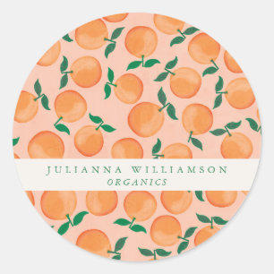 Modernes Boho Orangen Zitrusfrüchte Blush Branding Runder Aufkleber