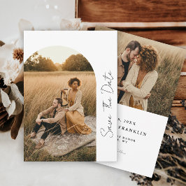 Modernes Boho Rahmen Hochzeitneutrales Foto Rette Save The Date
