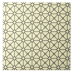 Modernes Boho Schwarz-Gelb-Muster Rhombus Fliese