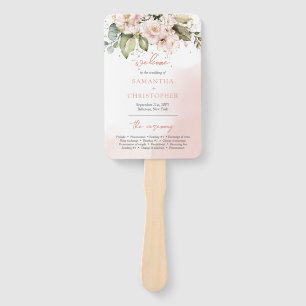 Modernes Boho Style Hochzeitsprogramm Fan Blush Fl Fächer
