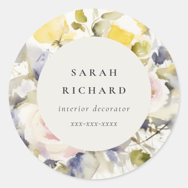 Modernes Boho Vintage Rose Blumengeschäft Runder Aufkleber (Vorderseite)