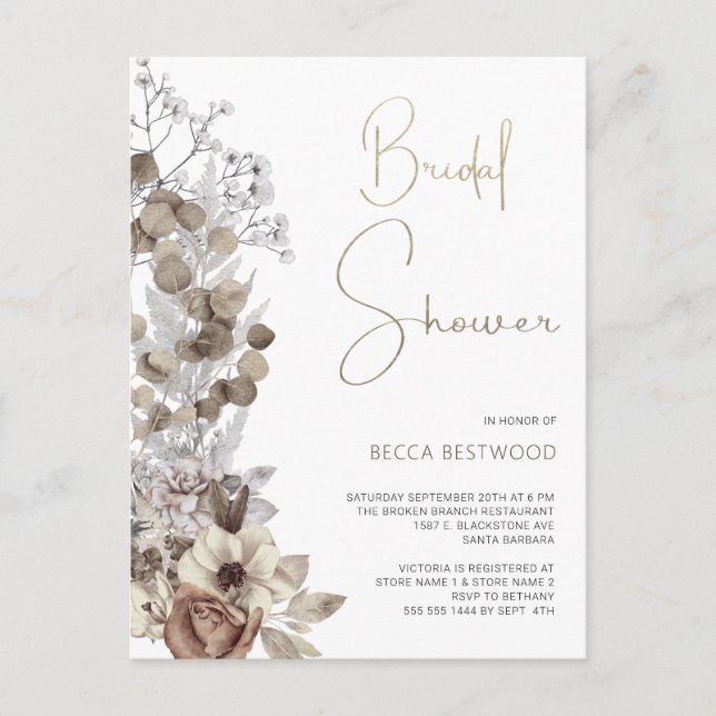 Modernes Boho Watercolor Brautparty Postkarte (Vorderseite)