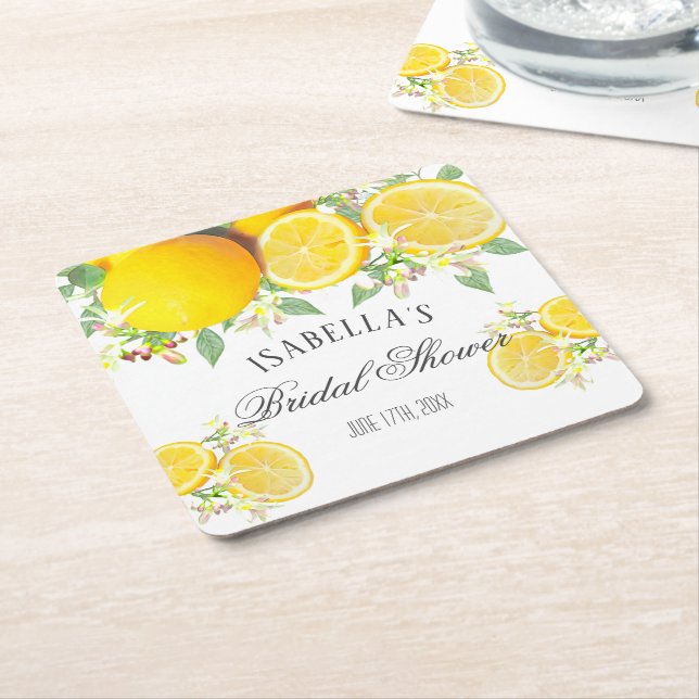 Modernes Boho Watercolor Lemon Summer Brautparty Rechteckiger Pappuntersetzer (angewinkelt)