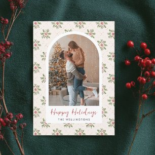 Modernes Boho Weihnachtsfeiertag Muster Arch Foto Feiertagskarte