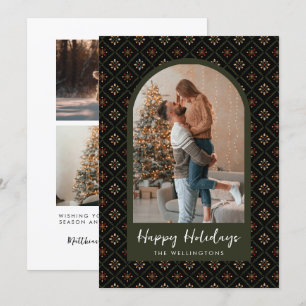 Modernes Boho Weihnachtsfeiertag Muster Arch Foto Feiertagskarte