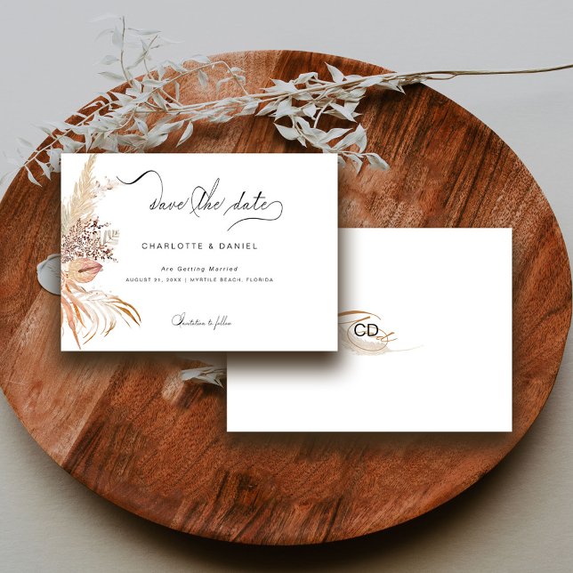 Modernes Boho Whimsikkalligraphie-Skript Save The Date (Von Creator hochgeladen)