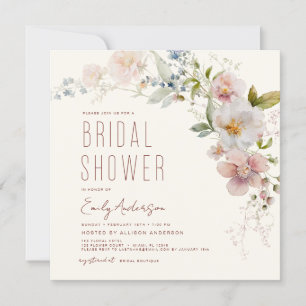 Modernes Boho Wildblume Brautparty Elegante Einladung