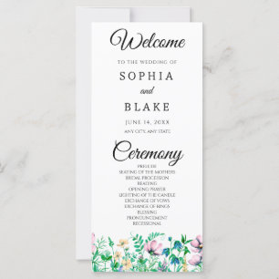 Modernes Boho Wildblume Garden Hochzeitsprogramm