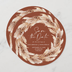 Modernes bohobisches Terracotta Pampas Gras Hochze Einladung