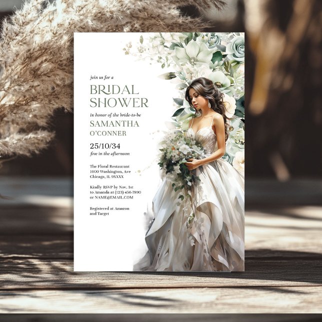 Modernes bohobygrünes Eukalyptus Hochzeitskleid Einladung (Modern boho greenery eucalyptus bridal shower invitation)